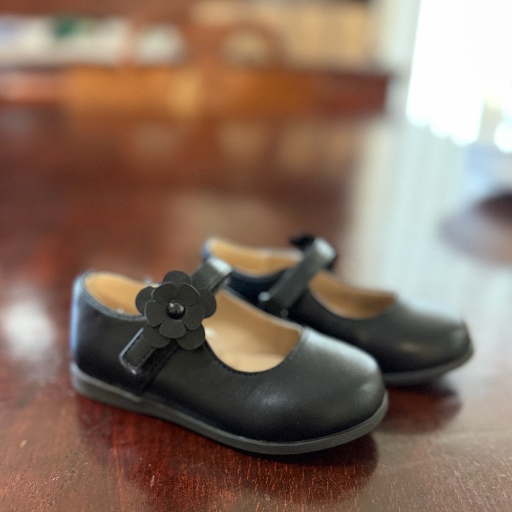 Toddler Black Child Place Dress Shoes 🌸 Flower Srtap